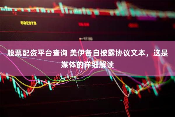 股票配资平台查询 美伊各自披露协议文本，这是媒体的详细解读